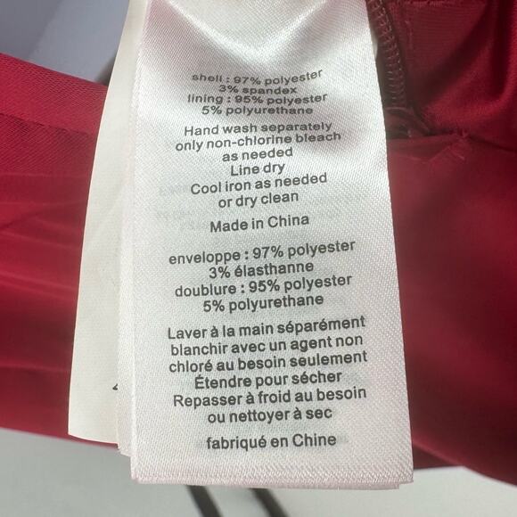 David's Bridal Red Satin One-Shoulder Ruched Formal Dress Womens Size 4 Pleated - Picture 9 of 10